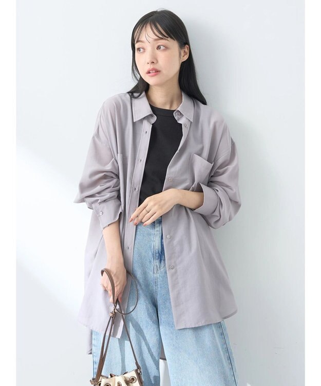 earth music&ecology ウ゛ィンテージボタンフロントポケットシャツ Light Gray