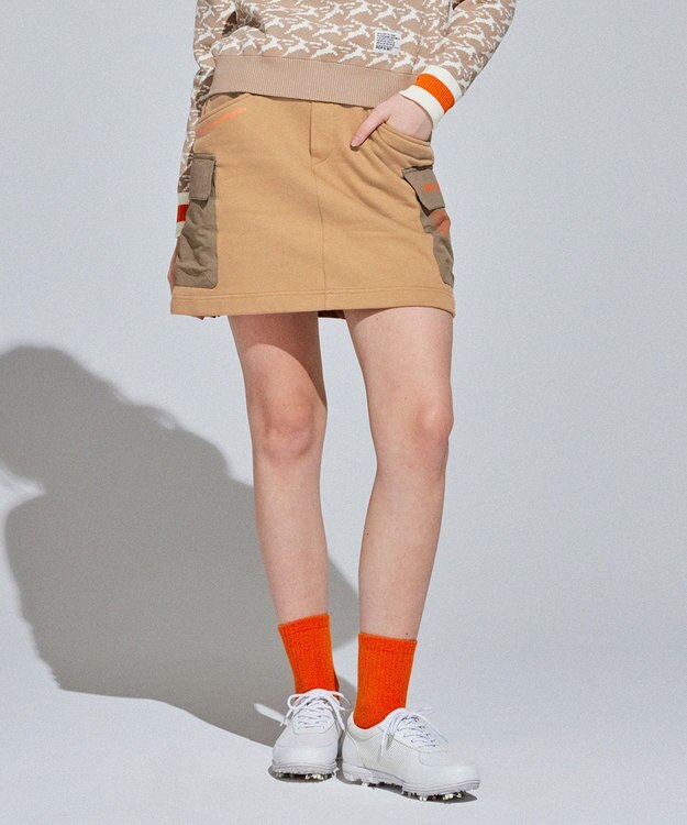 PW CIRCULUS 【WOMEN】裏毛カーゴスカート ベージュ系