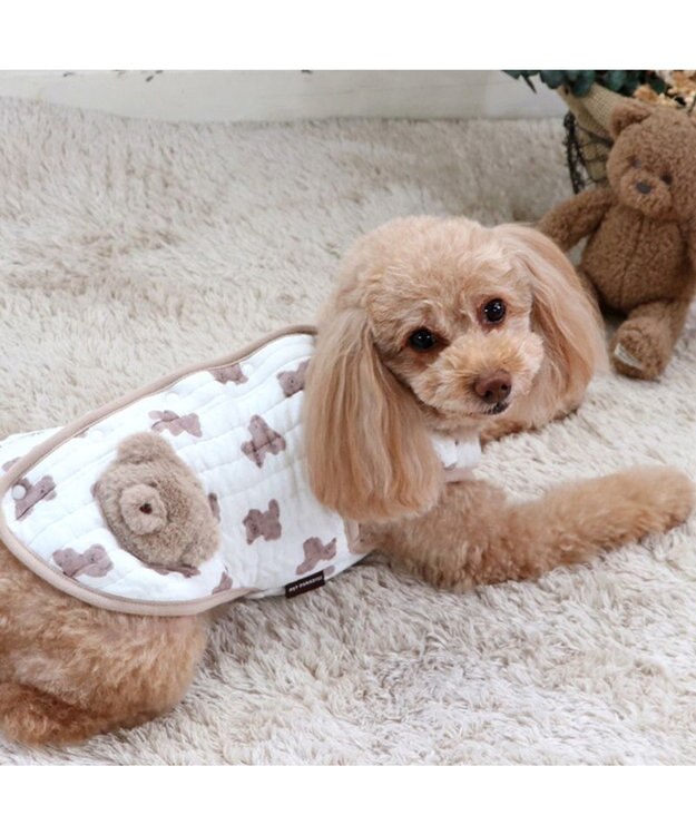 PET PARADISE ペットパラダイス ふわりとキルト ベスト くま柄 小型犬 白~オフホワイト