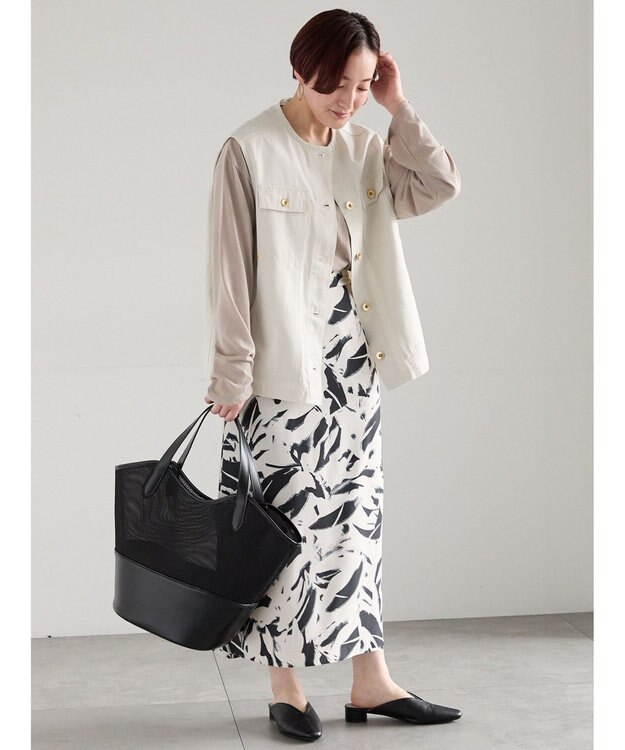 Te chichi ノーカラーワークベスト オフホワイト