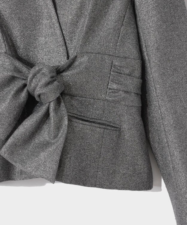 GRACE CONTINENTAL ラメWOOLボウジャケット グレー