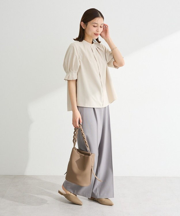 Green Parks タックショートスリーブブラウス Beige