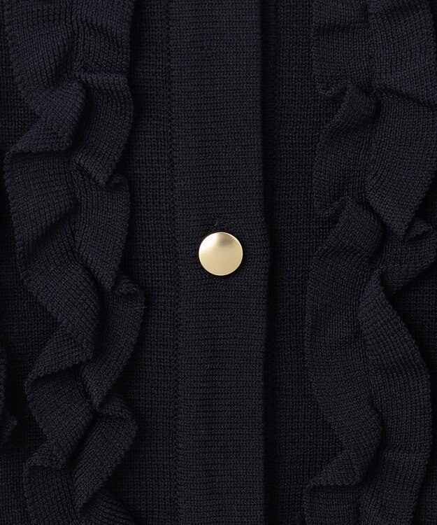 Feroux 【洗える】パフスリーブフリル ニットセットアップ ネイビー系