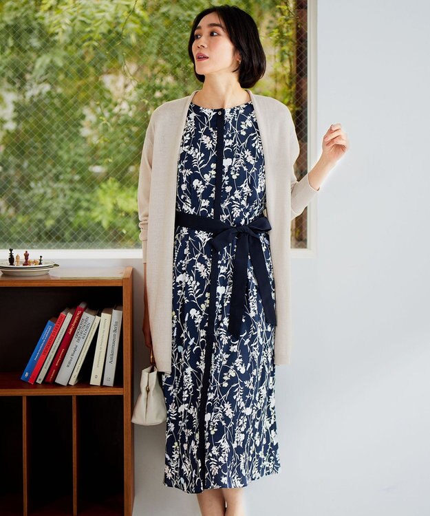 自由区 S 【洗える】ペーパーブレンドロング カーディガン ベージュ