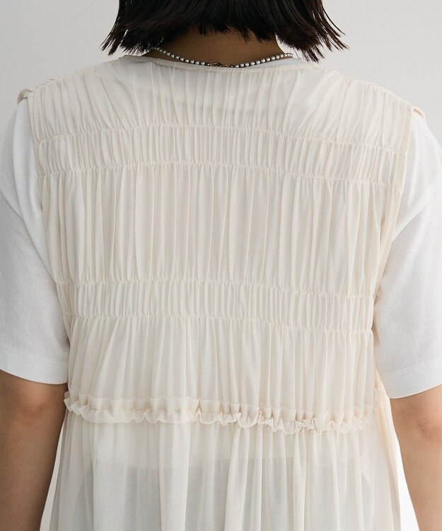 Green Parks メッシュシャーリングレイヤーワンピース Ivory