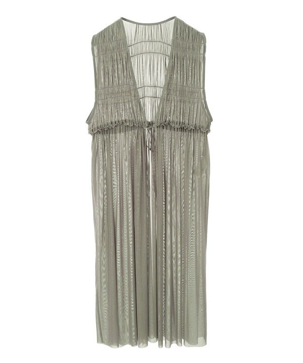 Green Parks メッシュシャーリングレイヤーワンピース Khaki