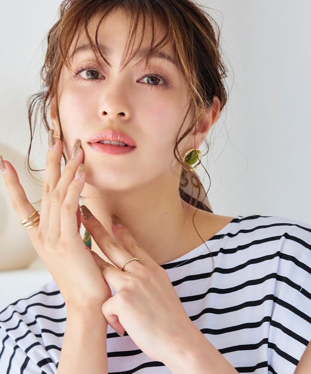 Tiaclasse スフィアーアクリル＋サークルピアス ゴールド×オレンジ