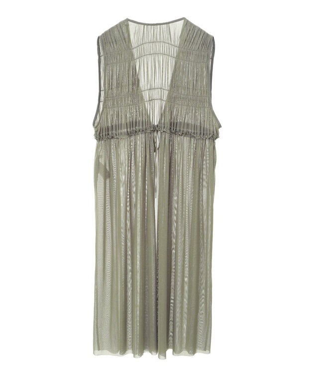 Green Parks メッシュシャーリングレイヤーワンピース Khaki