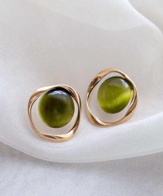 Tiaclasse スフィアーアクリル＋サークルピアス ゴールド×オレンジ