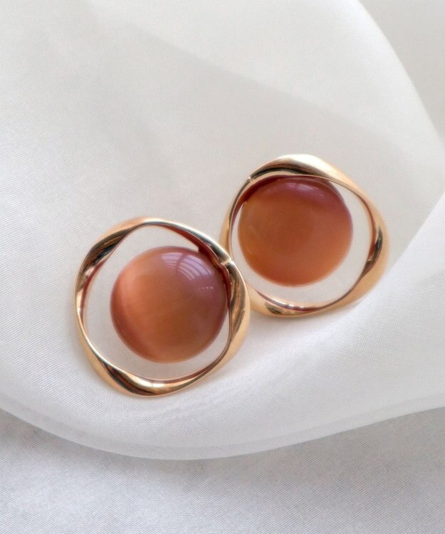 Tiaclasse スフィアーアクリル＋サークルピアス ゴールド×オレンジ