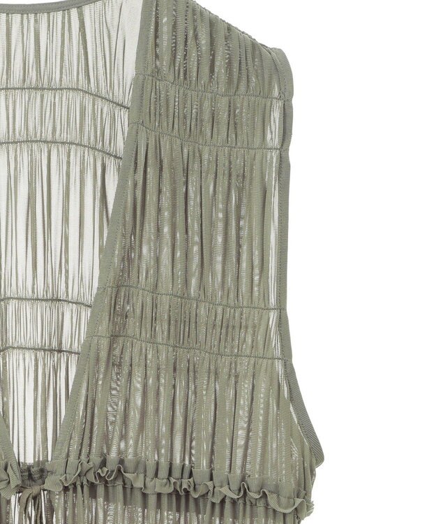 Green Parks メッシュシャーリングレイヤーワンピース Khaki