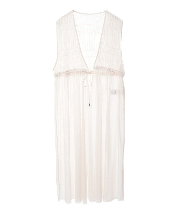 Green Parks メッシュシャーリングレイヤーワンピース Ivory