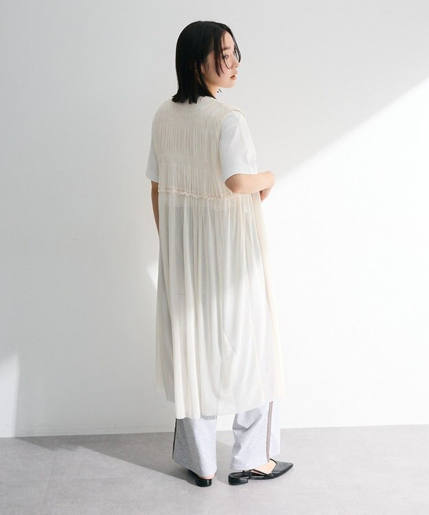 Green Parks メッシュシャーリングレイヤーワンピース Ivory