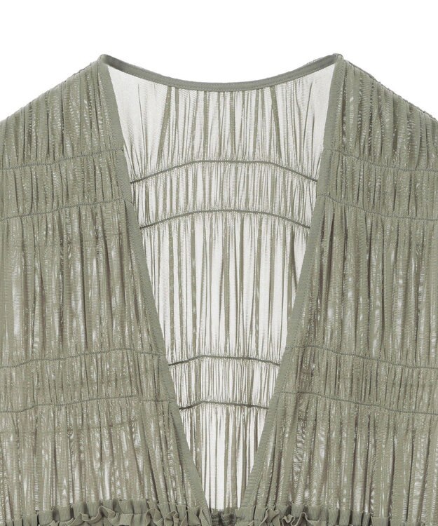 Green Parks メッシュシャーリングレイヤーワンピース Khaki