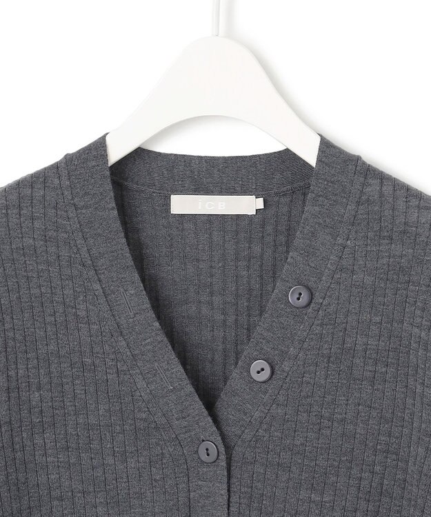 ICB 【洗える】エクストラファインメリノリブ ヘンリーネック プルオーバー ミディアムグレー系