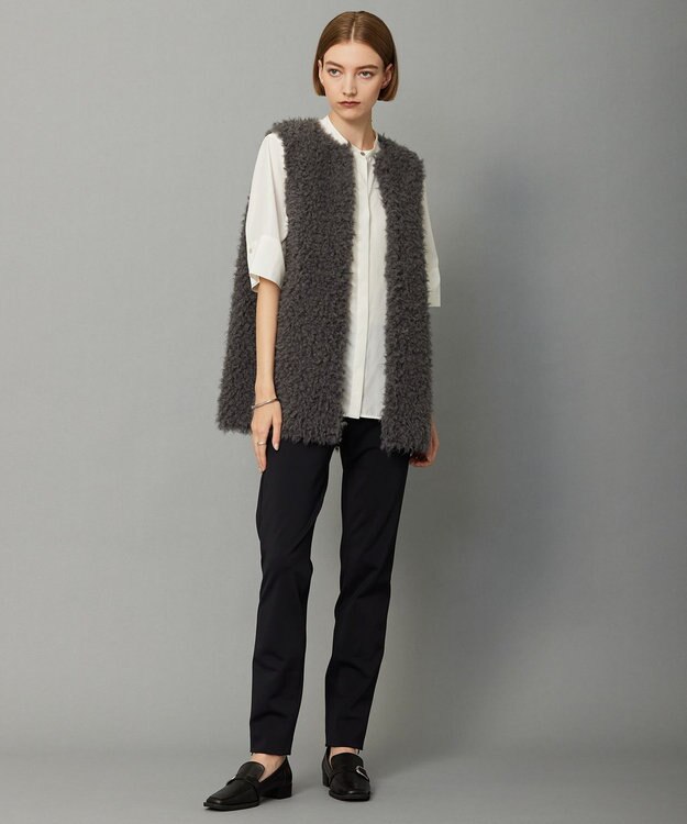 ICB L 【接触冷感・UVケア・洗える】 レーヨンコンパクトローン ボウタイシャツ オフホワイト系