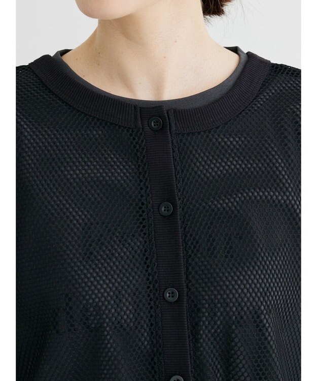 Green Parks ・ＥＬＥＮＣＡＲＥ　ＤＵＥ　２ｗａｙメッシュカーディガン Black