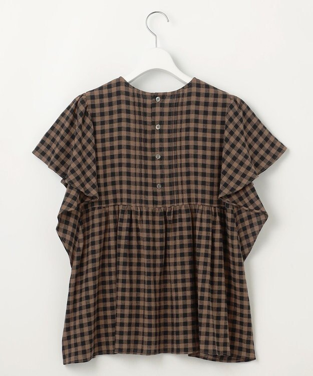 23区 【SLOW/一部店舗限定】ブライトリネン デザイン ブラウス ブラウンチェック