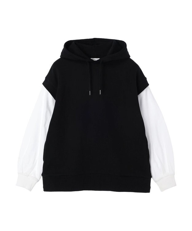 CRAFT STANDARD BOUTIQUE 裏毛袖レイヤード風パーカー Black