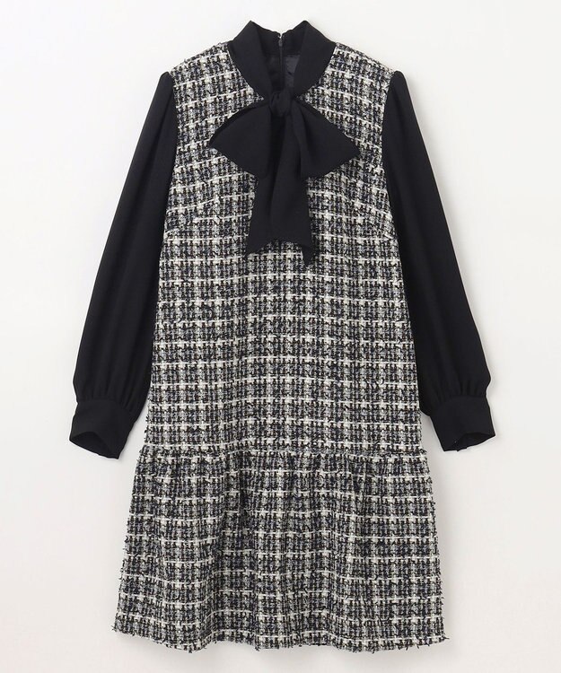 GRACE CONTINENTAL ツイードコンビワンピース ブラック