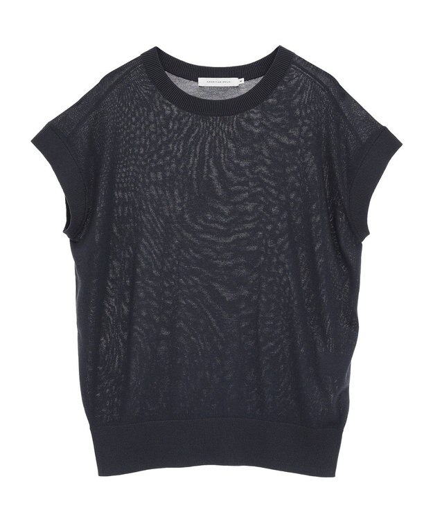 AMERICAN HOLIC 【接触冷感】フレンチスリーブニットプルオーバー Navy