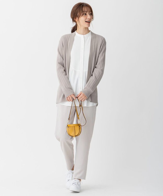 自由区 【洗える】ストレッチシャーティング ブザムシャツ アイボリー系