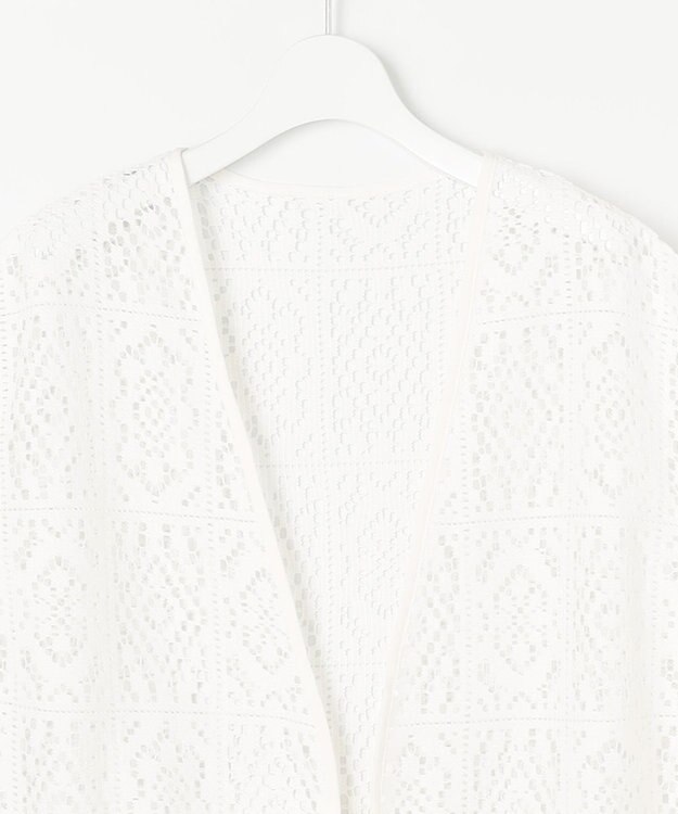 Feroux 【洗える】ヴィンテージレースロング ジレ ホワイト系