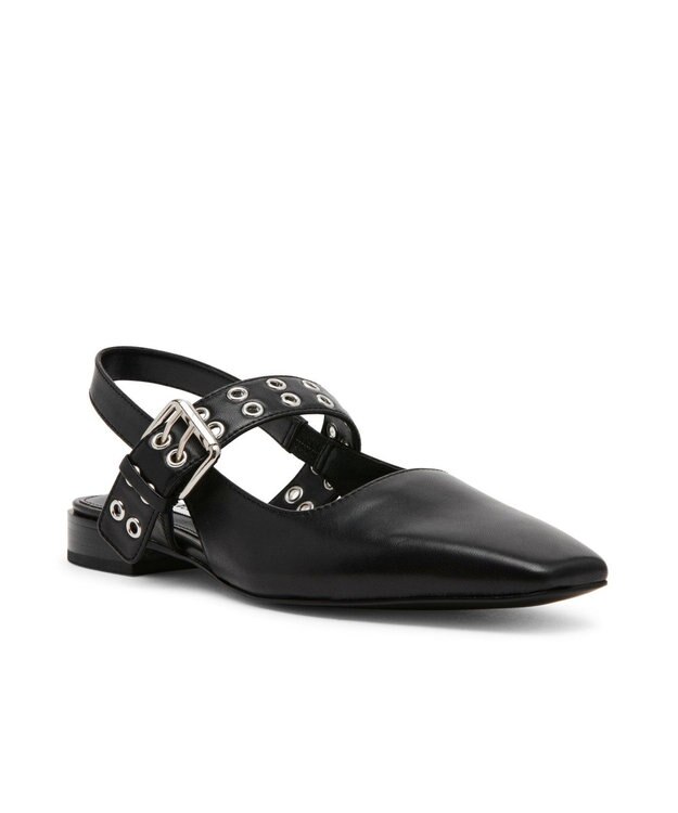 STEVE MADDEN BELIEVER スクエアスリングバックフラットパンプス ブラック