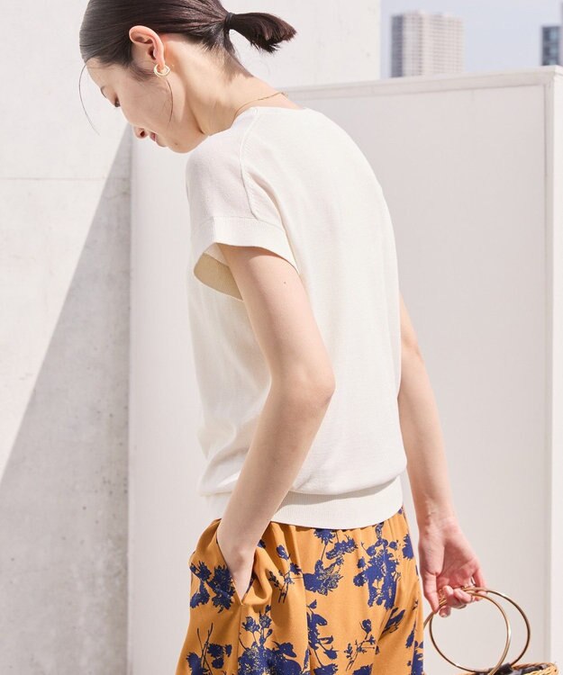 AMERICAN HOLIC 【接触冷感】フレンチスリーブニットプルオーバー Off White