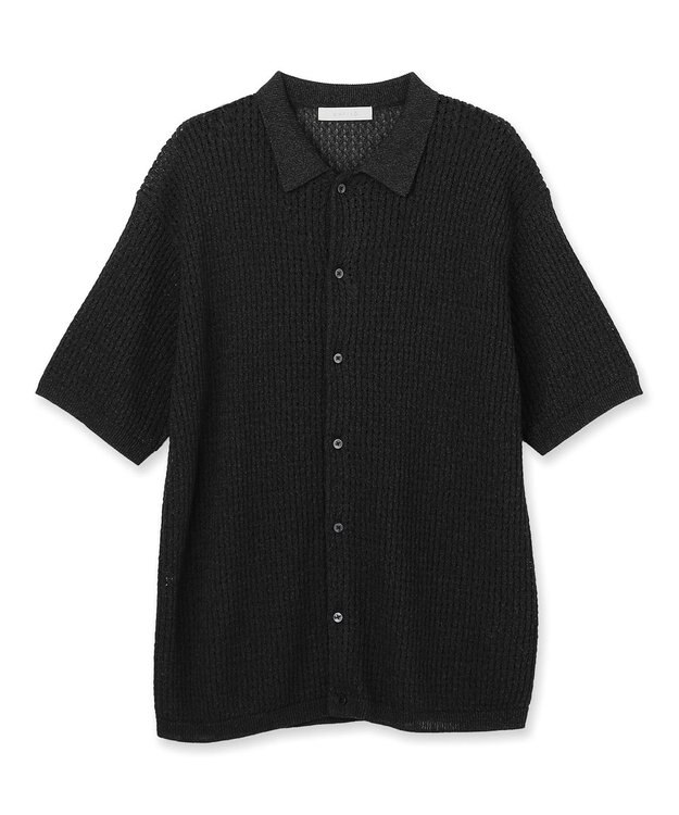 UNFILO MENS 【接触冷感】ドライタッチ メッシュニットシャツ ブラック