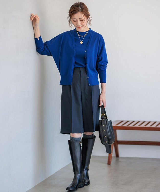 23区 L 【CLASSY.10月号掲載/洗える】TWマットクロス ハーフパンツ ネイビー系