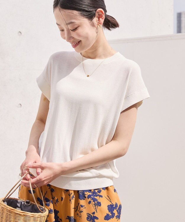 AMERICAN HOLIC 【接触冷感】フレンチスリーブニットプルオーバー Off White