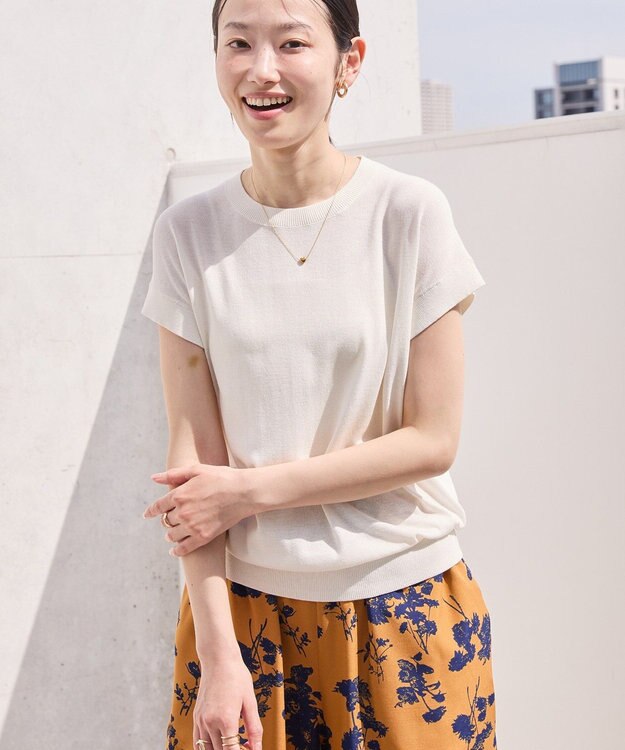 AMERICAN HOLIC 【接触冷感】フレンチスリーブニットプルオーバー Off White