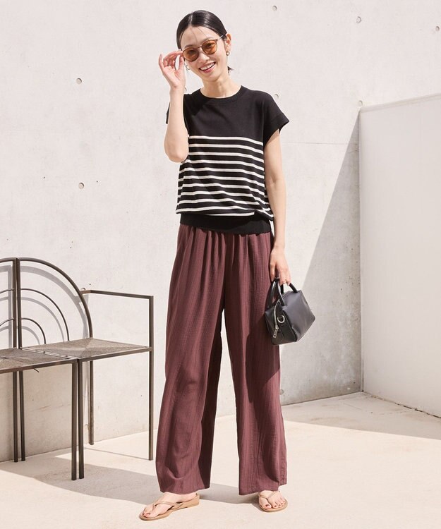 AMERICAN HOLIC 【接触冷感】フレンチスリーブニットプルオーバー Border