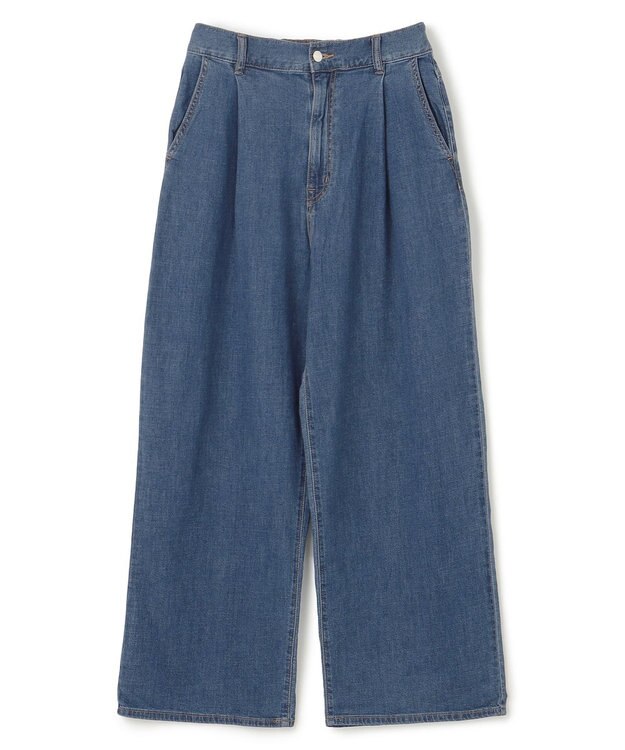 UNFILO L UNFILO DENIM LIGHT タックワイドパンツ ブルー