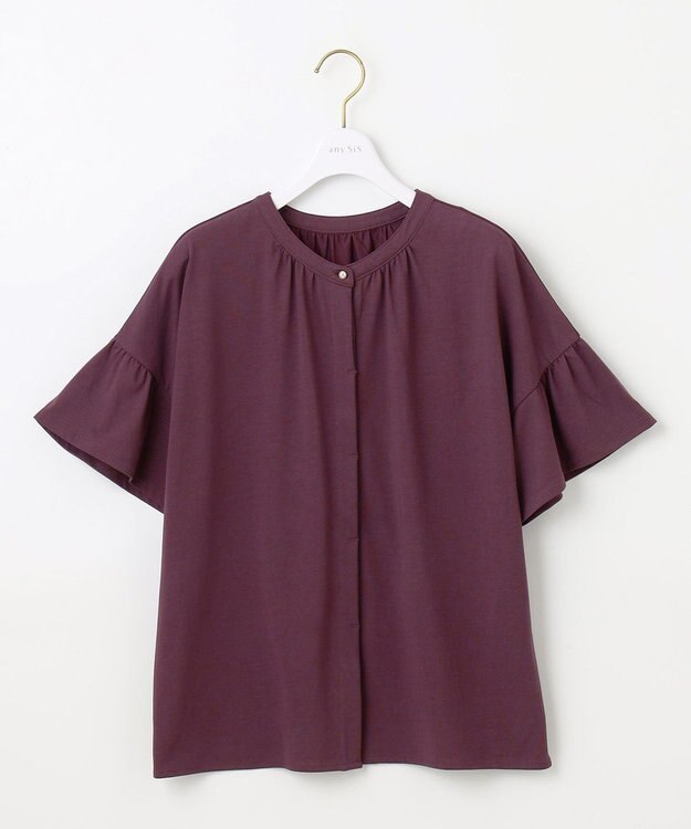 ANY SIS 【UVケア・接触冷感】汗ジミ防止加工カット ブラウス プラム