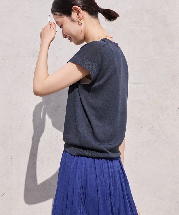 AMERICAN HOLIC 【接触冷感】フレンチスリーブニットプルオーバー Navy