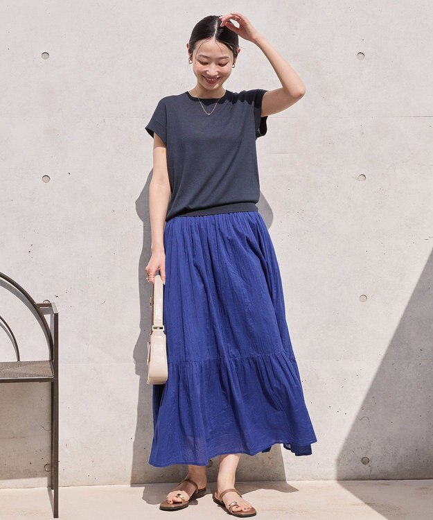 AMERICAN HOLIC 【接触冷感】フレンチスリーブニットプルオーバー Navy