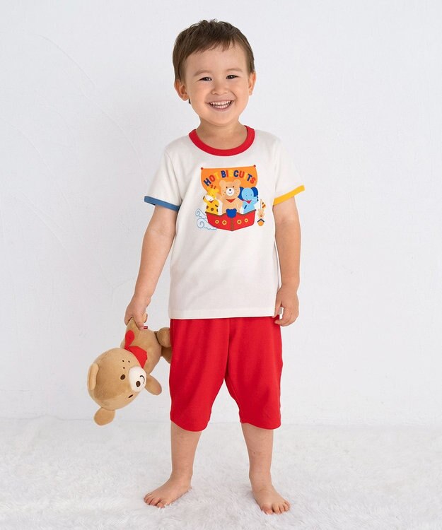 MIKI HOUSE HOT BISCUITS 【80-120cm】 ビーンズ ルームウェア 上下セット 白