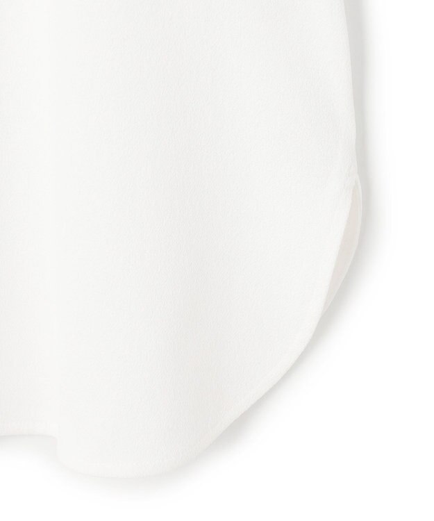 ICB 【先行予約・WEB限定カラーあり】マラボーテライトジョーゼット 半袖ボウタイ付きシャツカラートップス オフホワイト×レース襟［WEB限定］