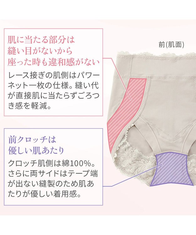 BRADELIS New York 【BRADELIS NewYork peace】おしりPラインレーシーショーツ23  深め 補正ショーツ パールグレージュ