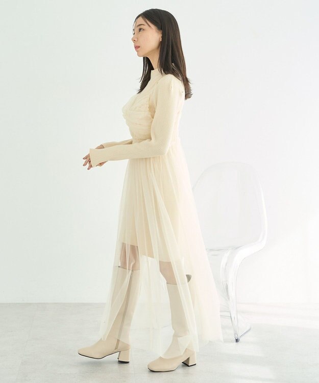 earth music&ecology ねじりチュールキャミワンピース White