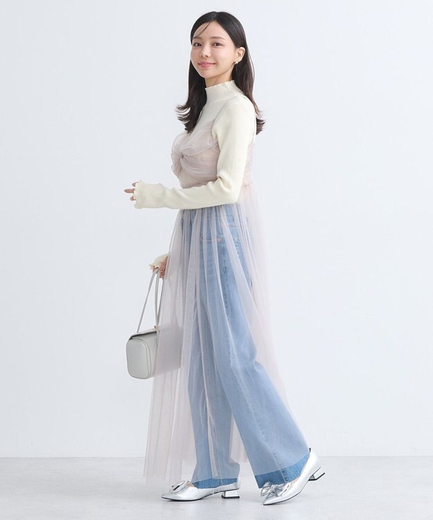 earth music&ecology ねじりチュールキャミワンピース White