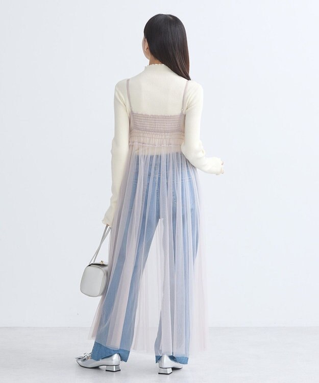 earth music&ecology ねじりチュールキャミワンピース Gray Beige