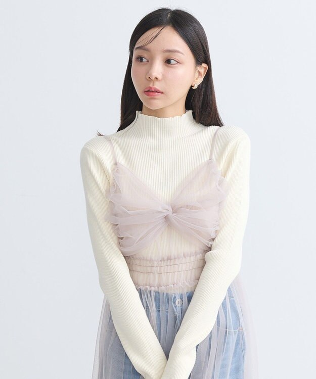 earth music&ecology ねじりチュールキャミワンピース Gray Beige