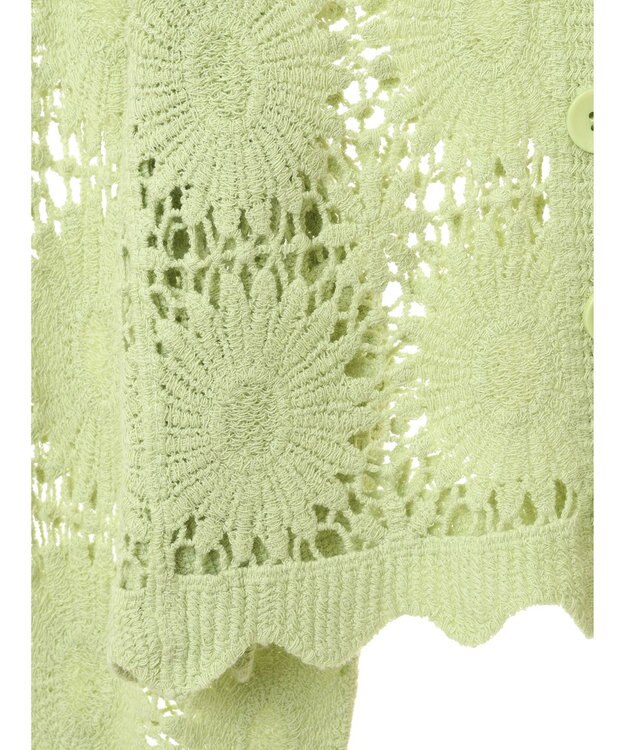 earth music&ecology クロシェ風カーディガン Lime Green