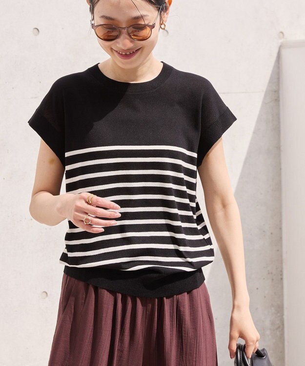 AMERICAN HOLIC 【接触冷感】フレンチスリーブニットプルオーバー Border