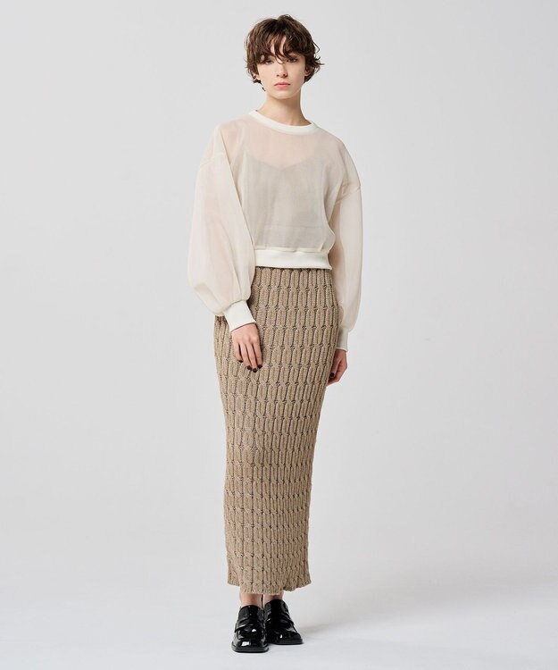 uncrave 【手洗い可】グロッシー ニット スカート（uncrave WHITE） ゴールドベージュ