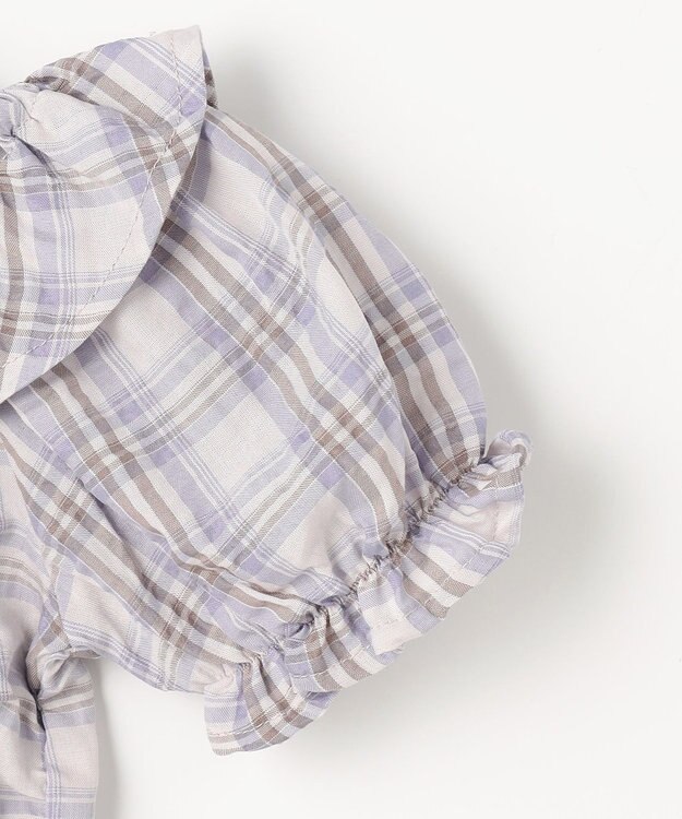 ANY KIDS 【洗濯機可能】2WAY チェックブラウス ブラウン