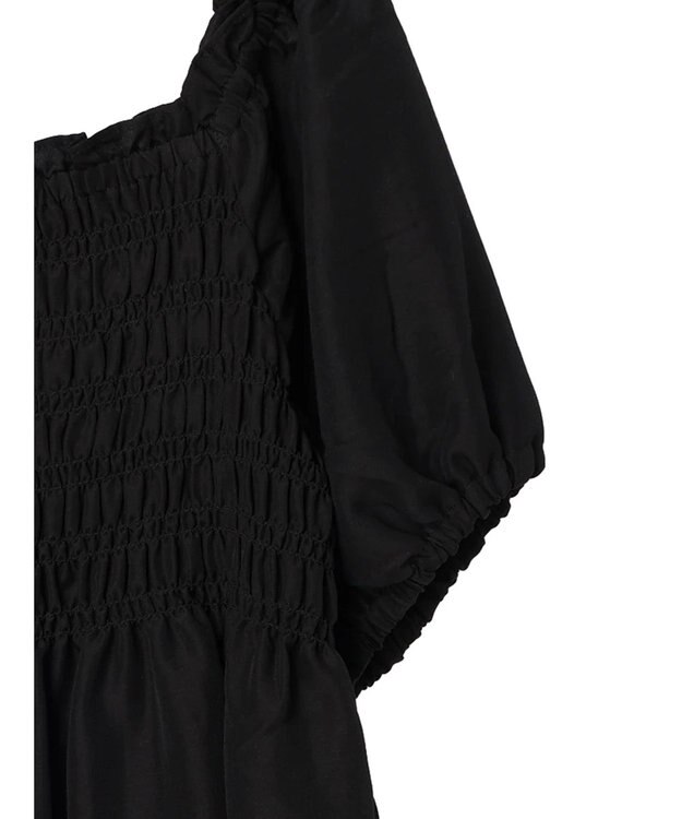 earth music&ecology ２ｗａｙショルダーシャーリングチュニック Black